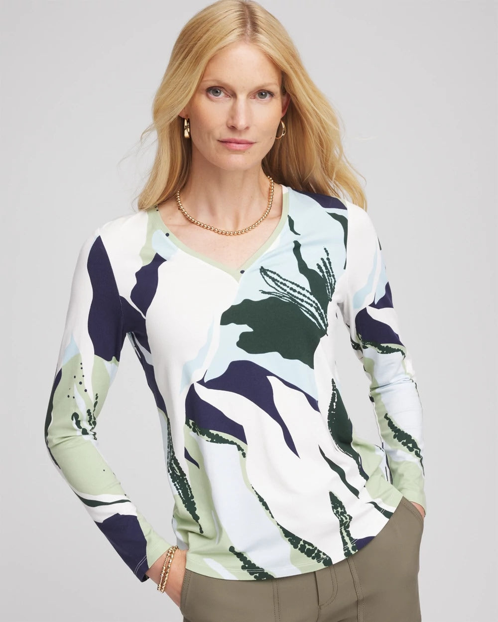 Chico's Sea-Print Touch of Cool™ Layering Tee SAGE MEADOW