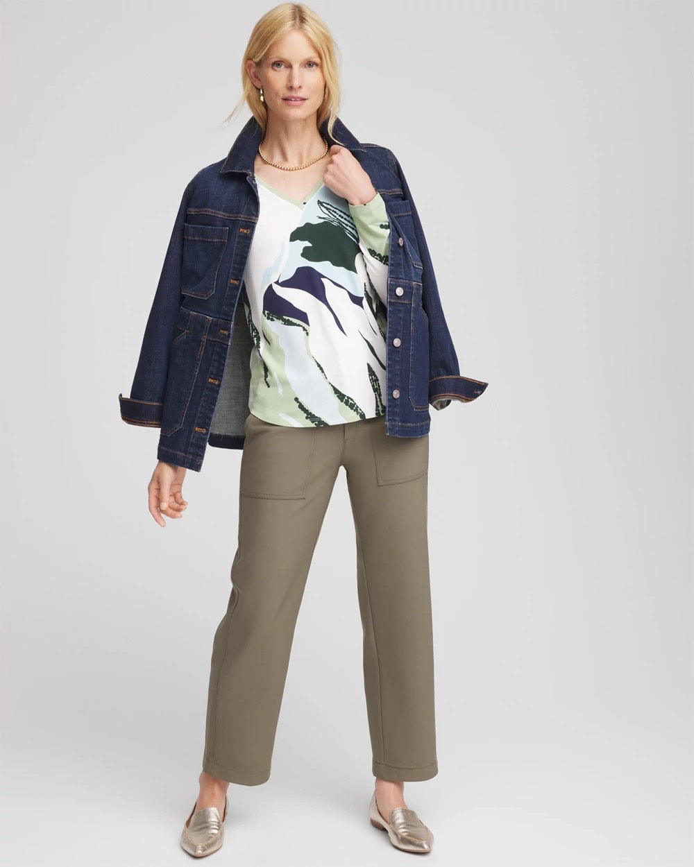 Chico's Sea-Print Touch of Cool™ Layering Tee SAGE MEADOW