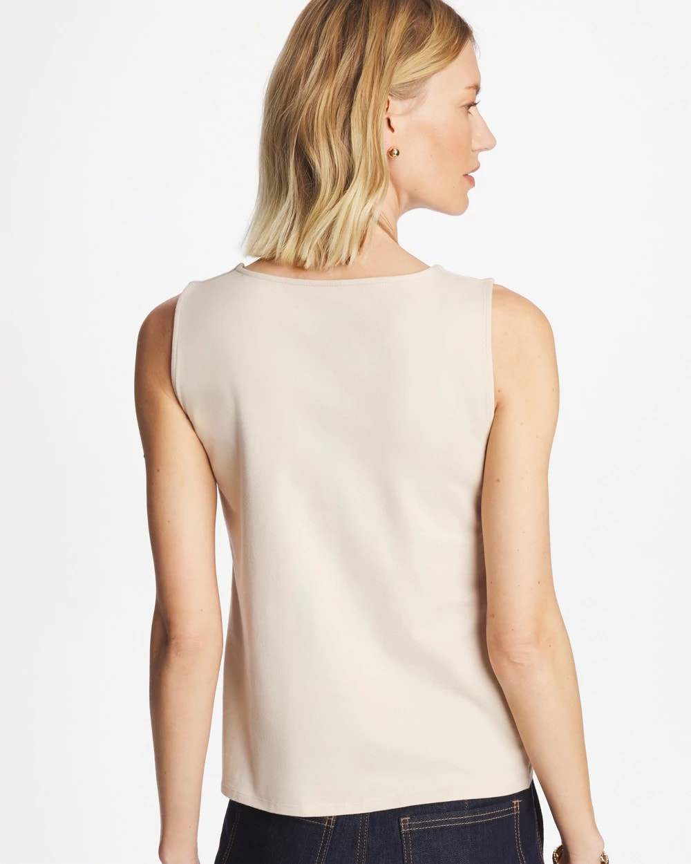 Chico's Jersey Knit Square-Neck Tank PALE SAND