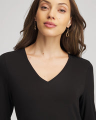 Chico's Touch of Cool™ V-Neck Layering Tee BLACK