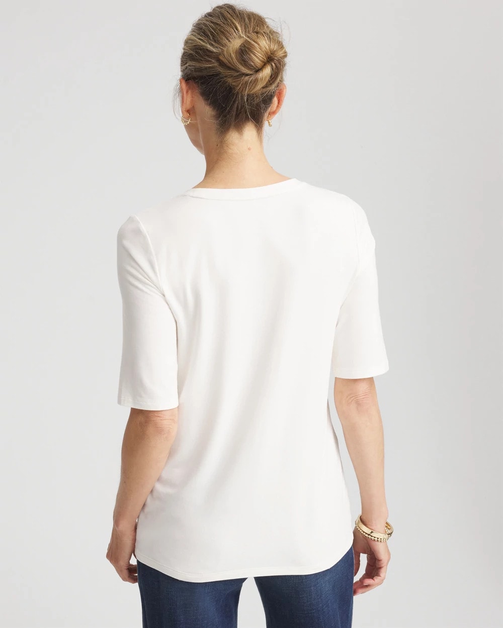 Chico's Elbow Sleeve Tee ECRU