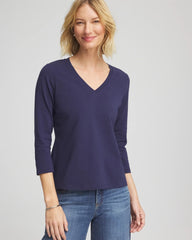 Chico's 3/4 Sleeve Perfect Tee PASSPORT BLUE