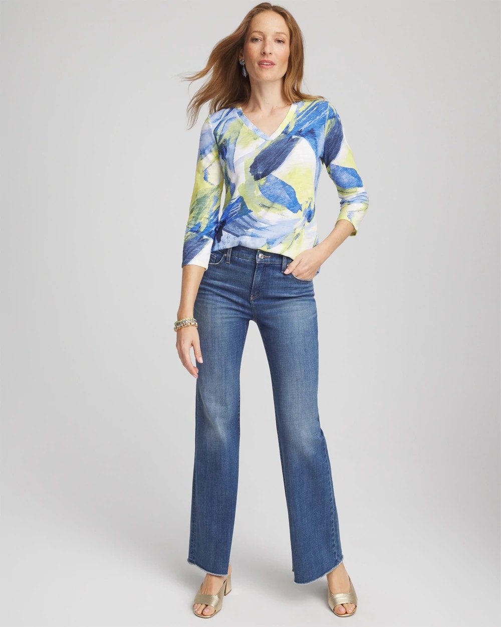 Chico's Slub 3/4 Sleeve Tee ALABASTER