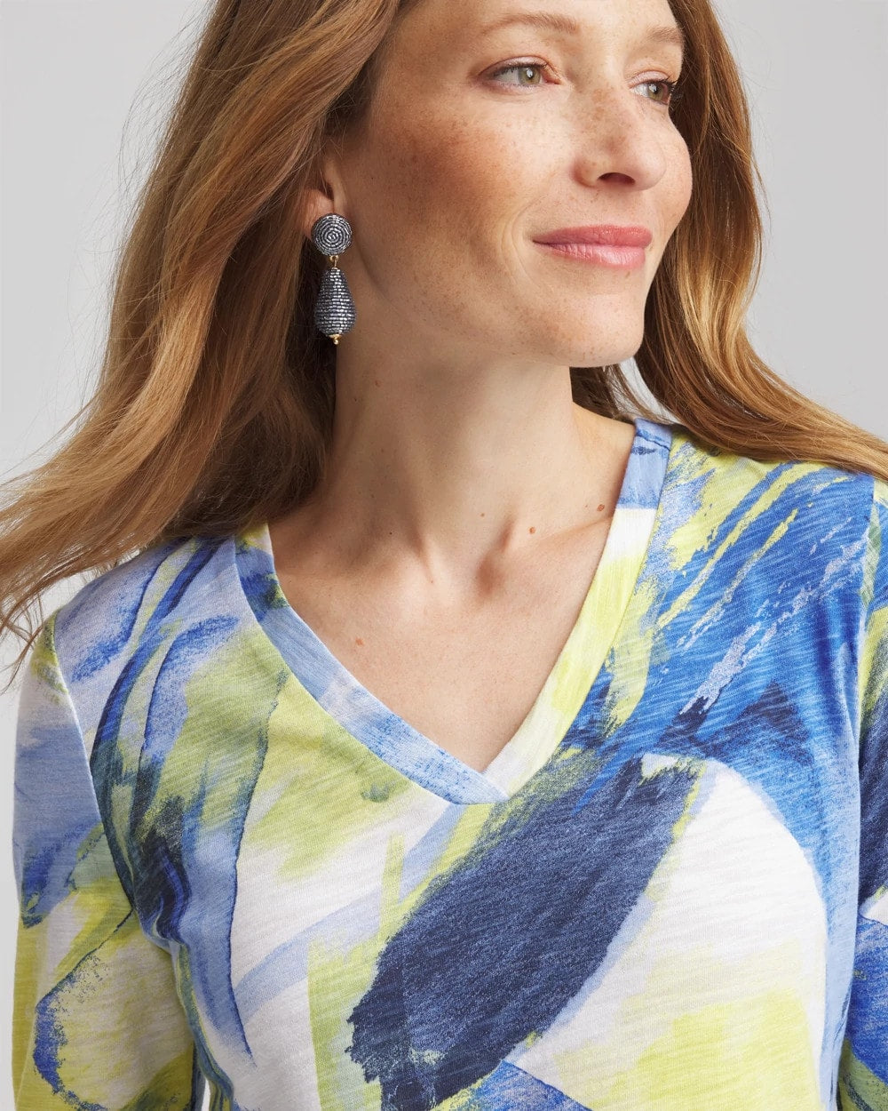 Chico's Slub 3/4 Sleeve Tee ALABASTER