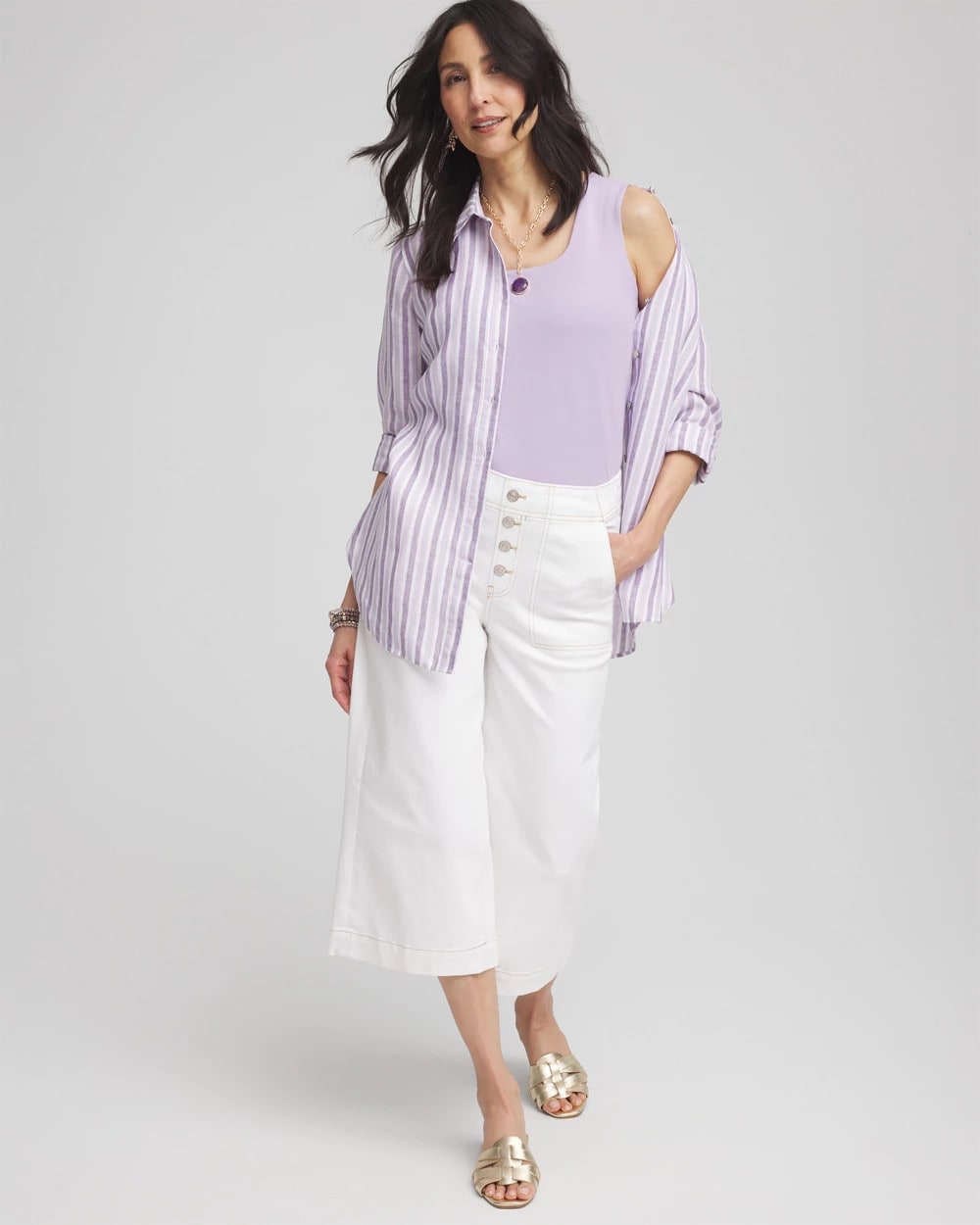 Chico's Contour Cotton™ Square Neck Tank GENTLE LAVENDER