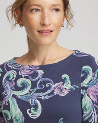 Chico's Pima 3/4 Sleeve Tee TEAL SHADOW
