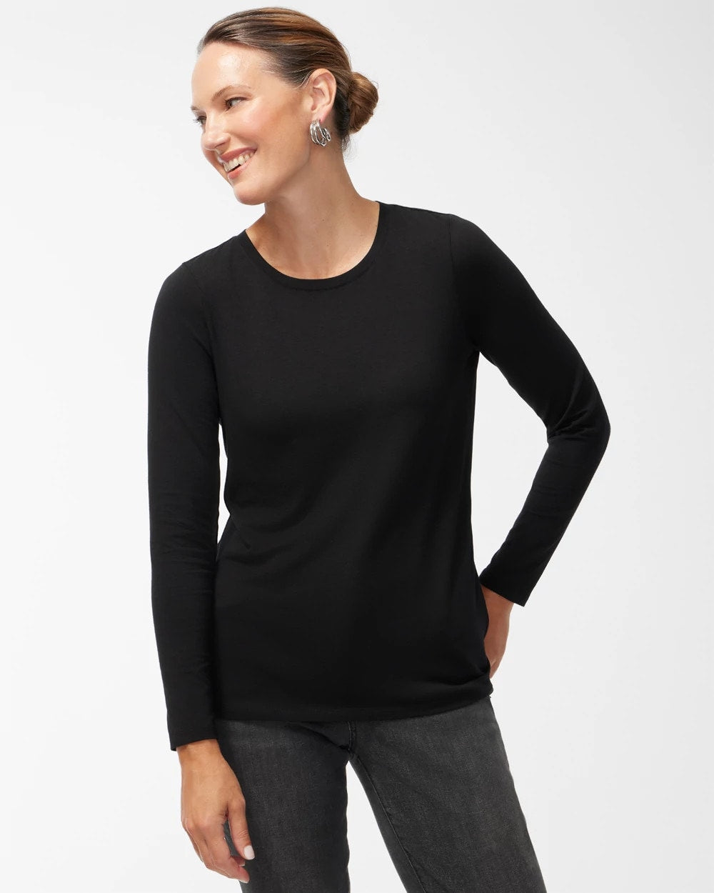 Chico's Pima Layering Tee BLACK