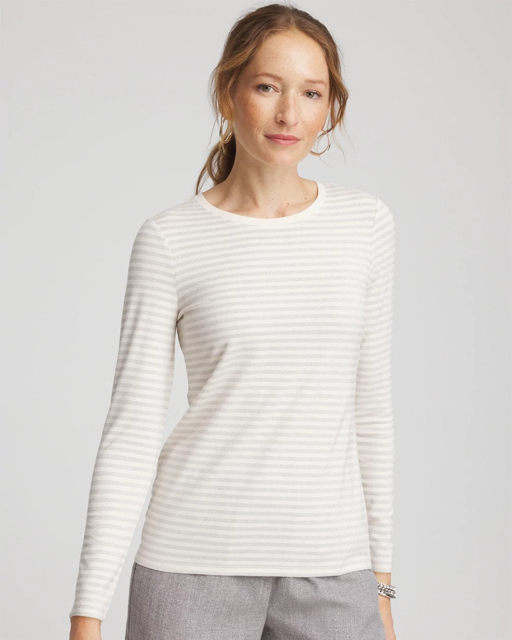 Chico's Metallic Layering Tee ENGLISH CREAM
