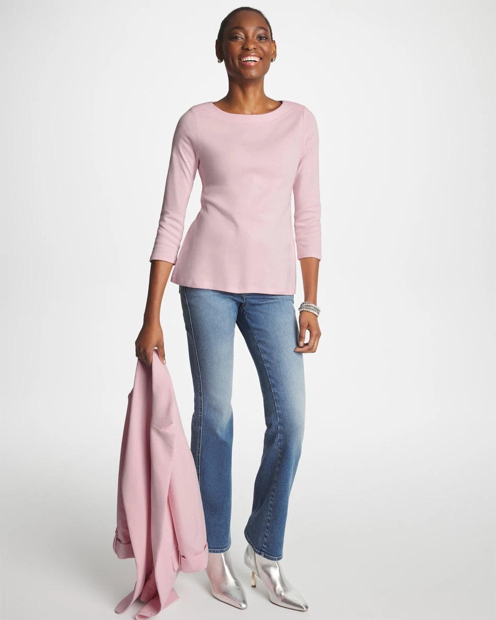 Chico's Pima 3/4 Sleeve Tee SWEET BLOSSOM
