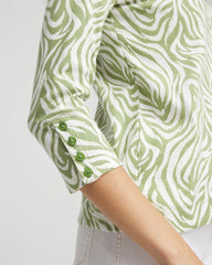 Chico's Pima Button Sleeve Tee GRASSY GREEN