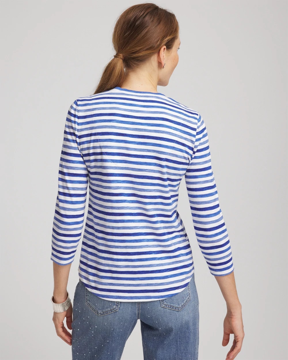 Chico's Slub 3/4 Sleeve Tee BLUE PEARL