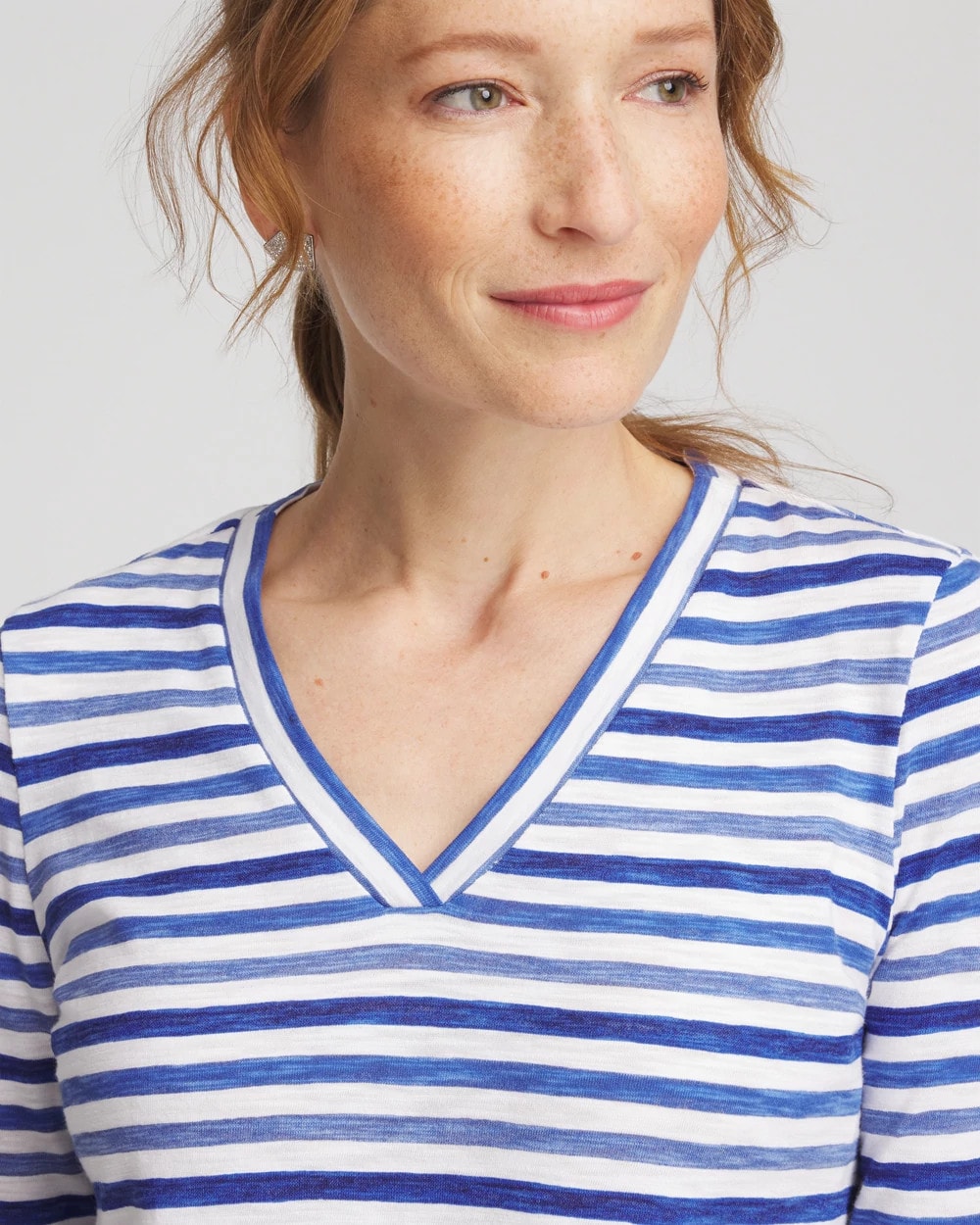 Chico's Slub 3/4 Sleeve Tee BLUE PEARL