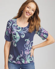 Chico's Tulip Sleeve Pima Tee TEAL SHADOW