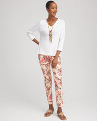 Chico's Short Pima 3/4 Sleeve Tee ALABASTER