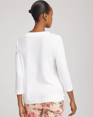 Chico's Short Pima 3/4 Sleeve Tee ALABASTER