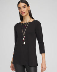 Chico's Pima Cotton Square-Neck Tunic BLACK