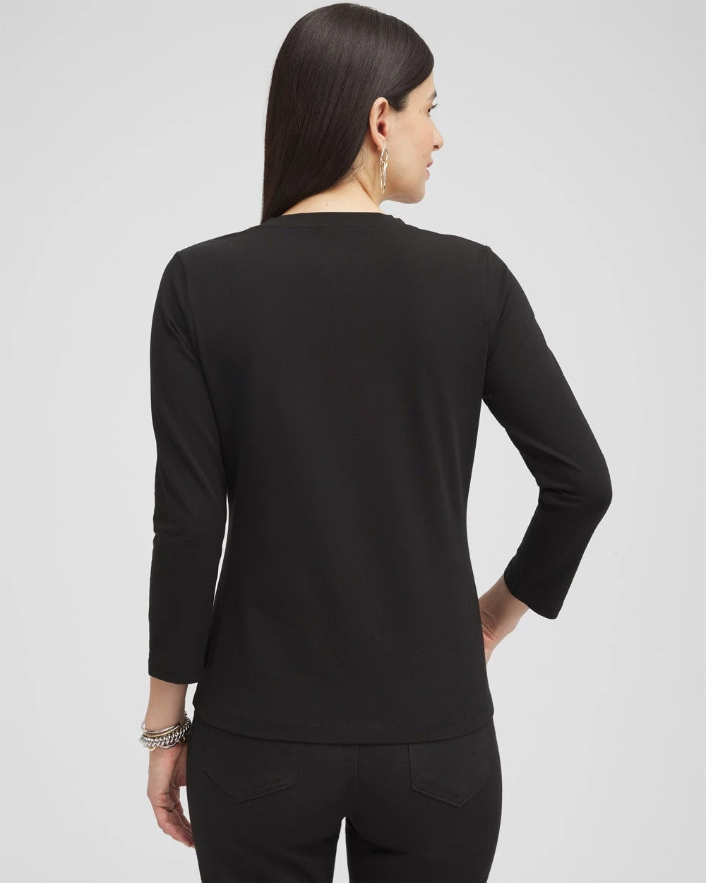 Chico's 3/4 Sleeve Perfect Tee BLACK