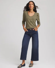 Chico's Slub Puff-Sleeve Tee NETTLE LEAF