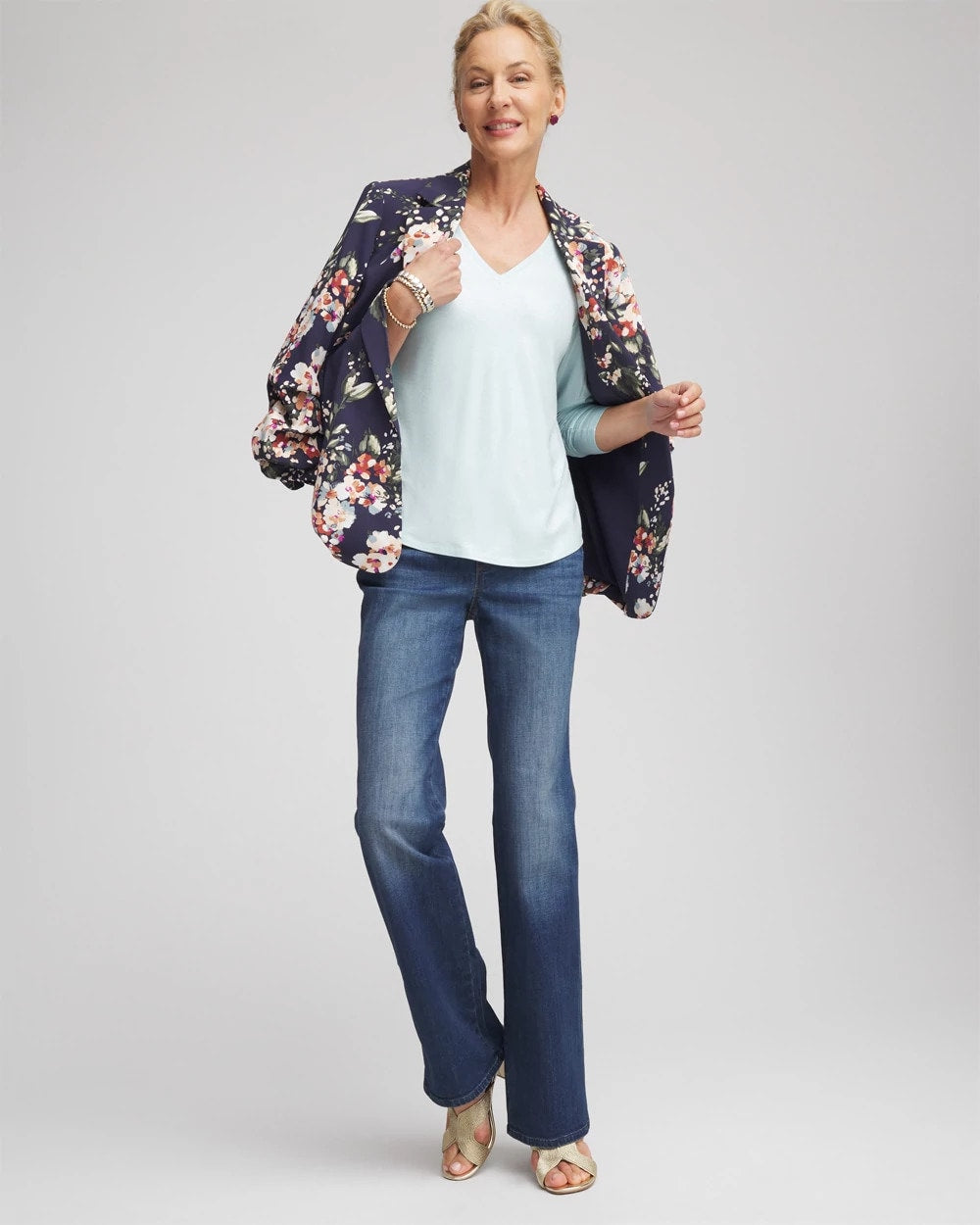 Chico's Foiled Touch of Cool™ Layering Tee BLUE MENTHE