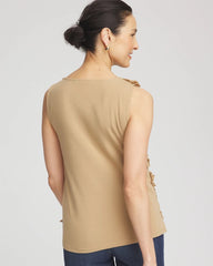 Chico's Sleeveless Ruffle-Appliqué Tank Top CAFE AROMA