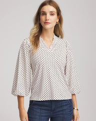 Chico's Bubble-Sleeve Smocked Top ENGLISH CREAM