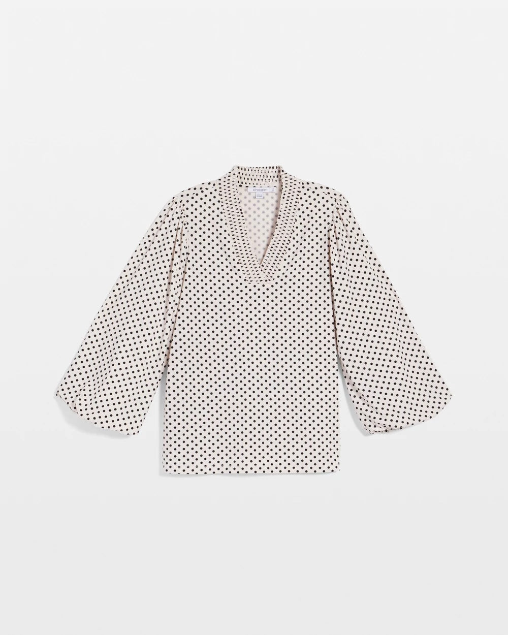 Chico's Bubble-Sleeve Smocked Top ENGLISH CREAM