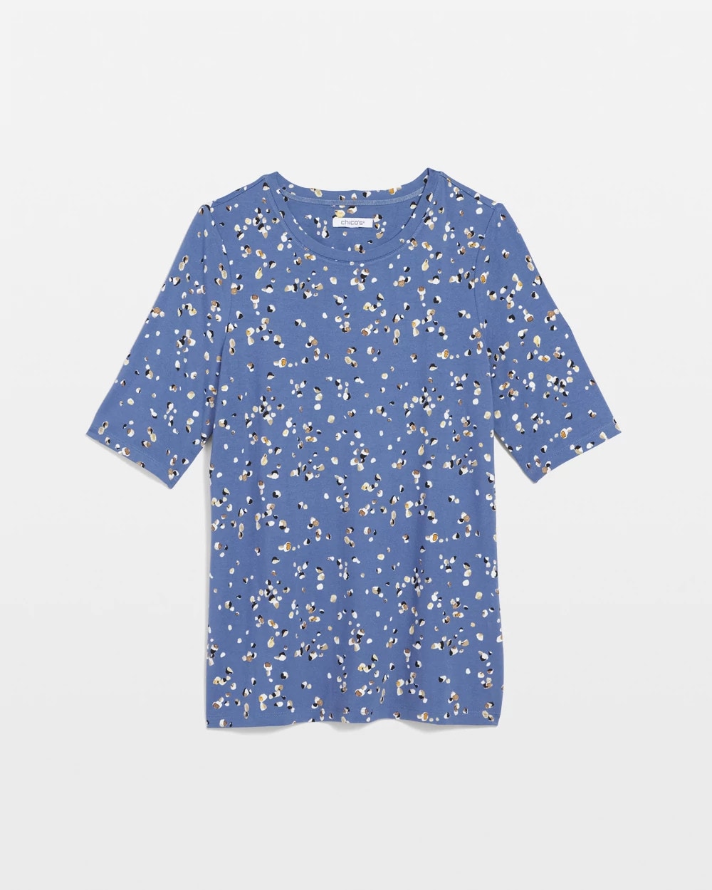 Chico's Printed Elbow Sleeve Tee BLUE LOTUS