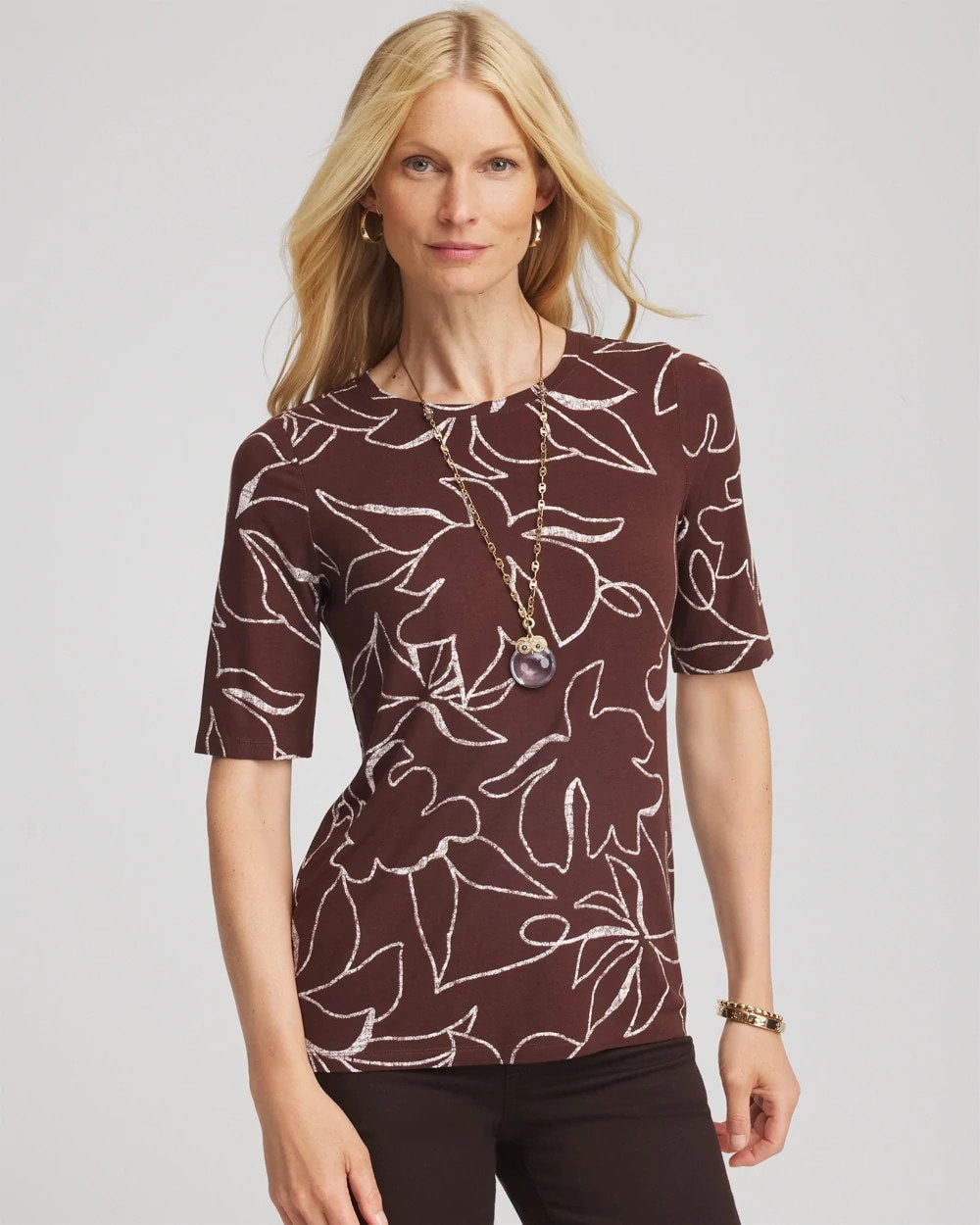Chico's Touch of Cool™ Elbow-Sleeve Perfect Tee CACAO