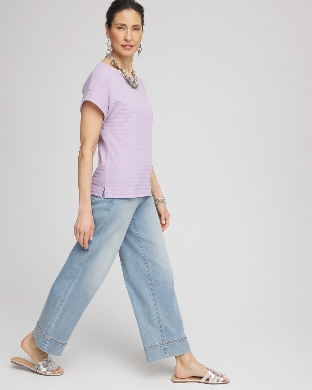 Chico's Cap Sleeve Textured Tee GENTLE LAVENDER