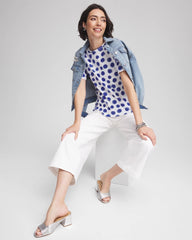 Chico's Polka-Dot Pima Cotton Crewneck Tee ALABASTER