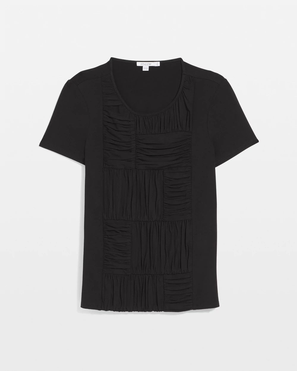 Chico's Jersey Knit Ruched Front Tee BLACK