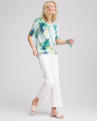 Chico's Island Print Slub Short-Sleeve Tee TEAL WATERS
