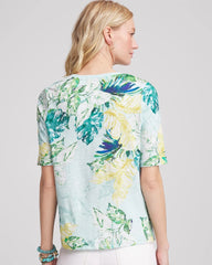 Chico's Island Print Slub Short-Sleeve Tee TEAL WATERS