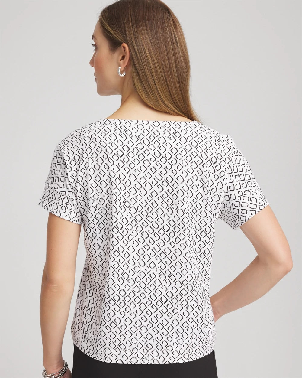 Chico's Zenergy® UPF Geo-Print Dolman Top BLACK