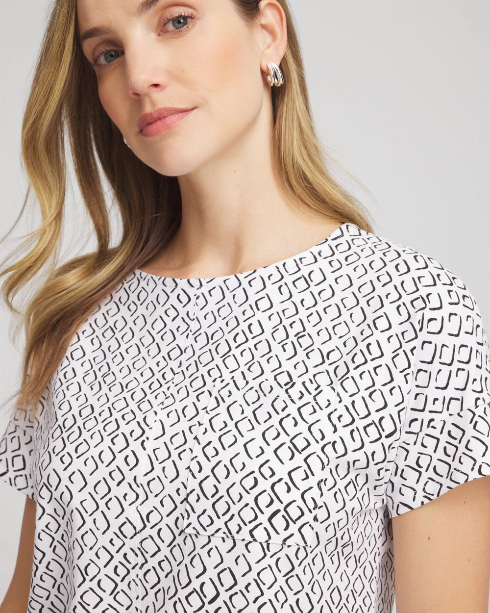 Chico's Zenergy® UPF Geo-Print Dolman Top BLACK
