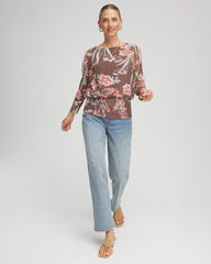Chico's Textured Banded-Hem Top DRIED MUSHROOM