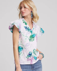 Chico's Notch Neck Cap Sleeve Tee GENTLE LAVENDER