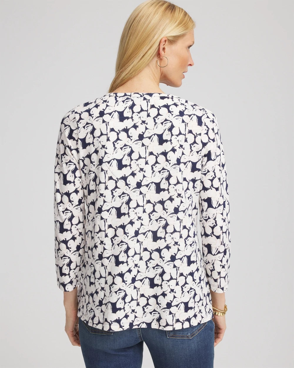 Chico's Slub Splitneck Henley Tee PASSPORT BLUE