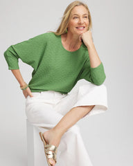 Chico's Textured Wedge Top SALTED LIME