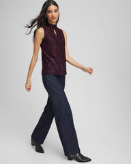 Chico's Burnout Mockneck Tank NIGHT BLOOM
