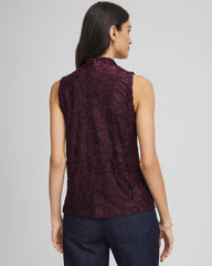 Chico's Burnout Mockneck Tank NIGHT BLOOM