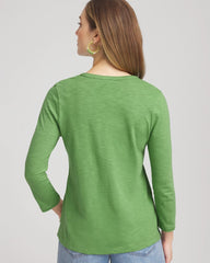 Chico's Cotton Slub Henley Shirt SALTED LIME
