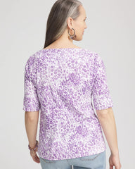 Chico's Animal Print Bateau-Neck Pima Tee PLUM SHADE