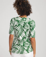 Chico's Palm-Frond-Motif Classic-Fit Pima Tee PALM LEAF