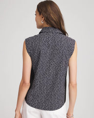 Chico's Zenergy® UPF Geo-Print Shirt BLACK
