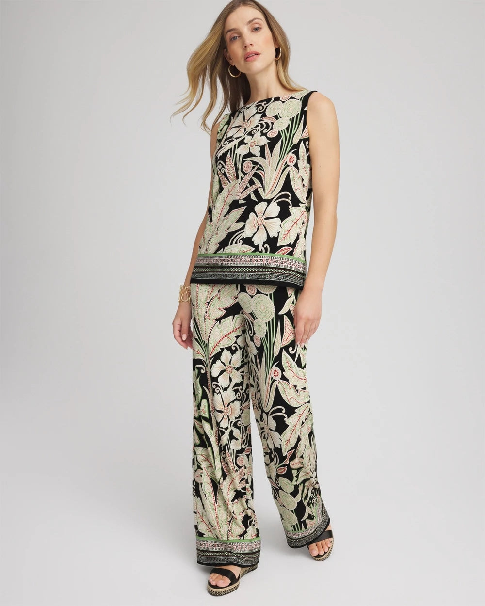 Chico's Travelers™ Island-Motif Side-Slit Tank SALTED LIME