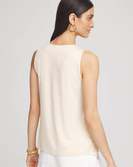 Chico's Island Crochet Lace Tank GLISTENING SAND