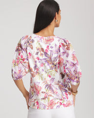Chico's Floral Dolman Sleeve Knit Top ALABASTER
