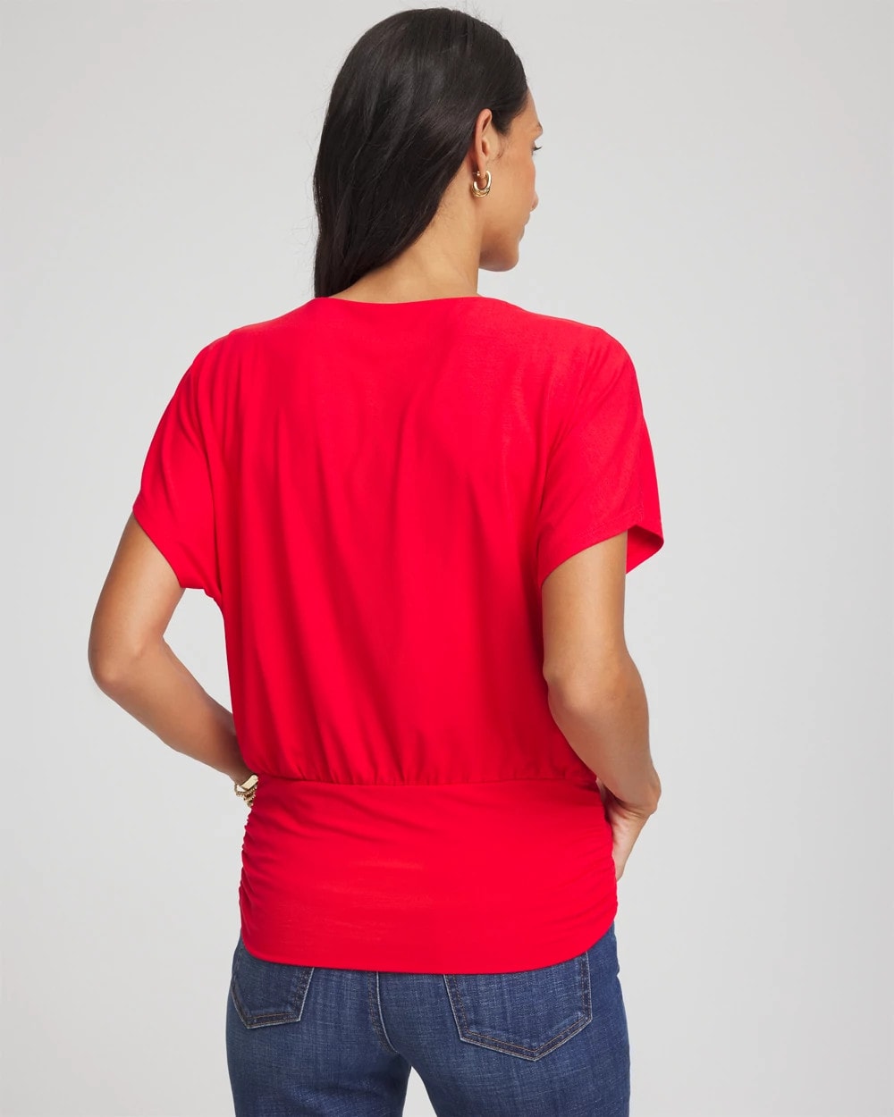 Chico's Touch of Cool™ Ruched Banded Hem Top RED GLOW