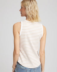 Chico's Striped Ribbed High-Neck Tank WILD TRUFFLE